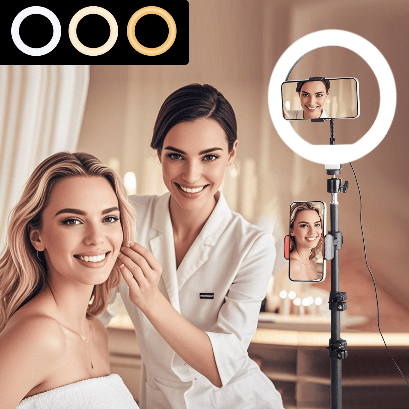UEGOGO 10" Selfie Ring Light Kit - 43" Adjustable Tripod & Phone Mount for YouTube/TikTok Content Creators
