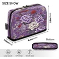 thumbnail image 3 of 8.3"x5.9" Large-Capacity Multi-Pocket Vertical Pencil Case Peonies on Dark Purple Background, 3 of 7