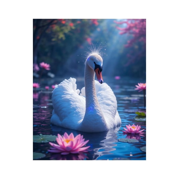 Paint by Numbers Kit for Adults, Swan In Blossom Pond Paint by Numbers, Easy Paint by Numbers Kit for Adults Beginner, DIY Adult Paint by Number Kits on Canvas, 12x16in Home Decor