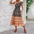 thumbnail image 4 of Vestido de Verano de Manga Corta para Mujeres Moda Casual Sexy Plegado de Impresión Vestido con Cuello en V, Estilo de Vendaje de Poliéster de Verano, Lavado de Manos, 4 of 5