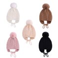 thumbnail image 4 of OYXSER Toddler Baby Winter Hat Warm Fleece Lined Knit Kids Hat with Earflap Pom Pom Beanie Knit Cap Boys Girls, 0-3 Years, 4 of 9