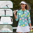 thumbnail image 6 of Uorisanigo Easter Egg Women's Golf Top Fashion Versatile Moisture Wicking Casual Tennis Activewear Quarter Zip 3/4 Roll Sleeve Workout Sports Comfortable Outing Wear Size S, 6 of 7