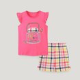 thumbnail image 2 of Girls Summer Outfits Cartoon Print Fly Sleeve 2PCS Cute Casual Baby Girl Clothes Hot Pink 1-2 Years, 2 of 4