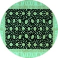 thumbnail image 1 of Ahgly Company Machine Washable Indoor Round Oriental Turquoise Blue Modern Area Rugs, 6' Round, 1 of 4