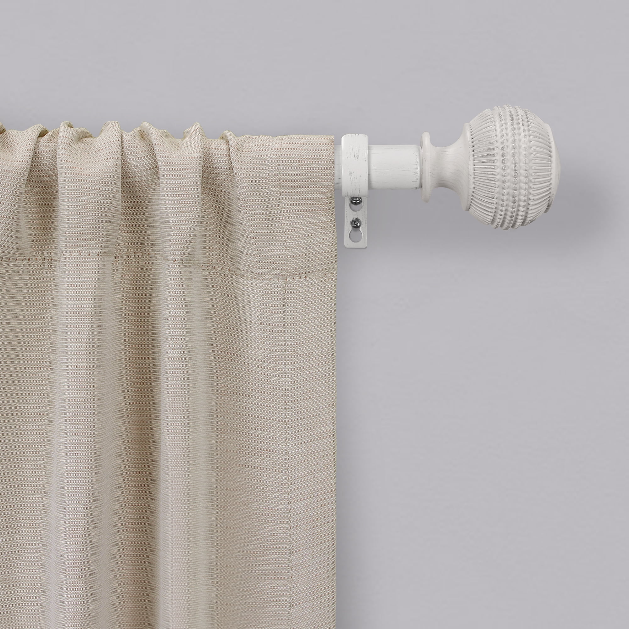 Better Homes & Gardens 1" Textured Knob Curtain Rod, 42-120", White