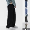 thumbnail image 5 of Men Straight Jean Loose Streetwear Wide Leg Neutral Pants Fashion Baggy Trousers, 5 of 6