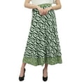 thumbnail image 1 of Phagun Robe Bohème Verte en Coton, Jupe Portefeuille Réversible Imprimée Ikat pour l'Été, 1 of 6