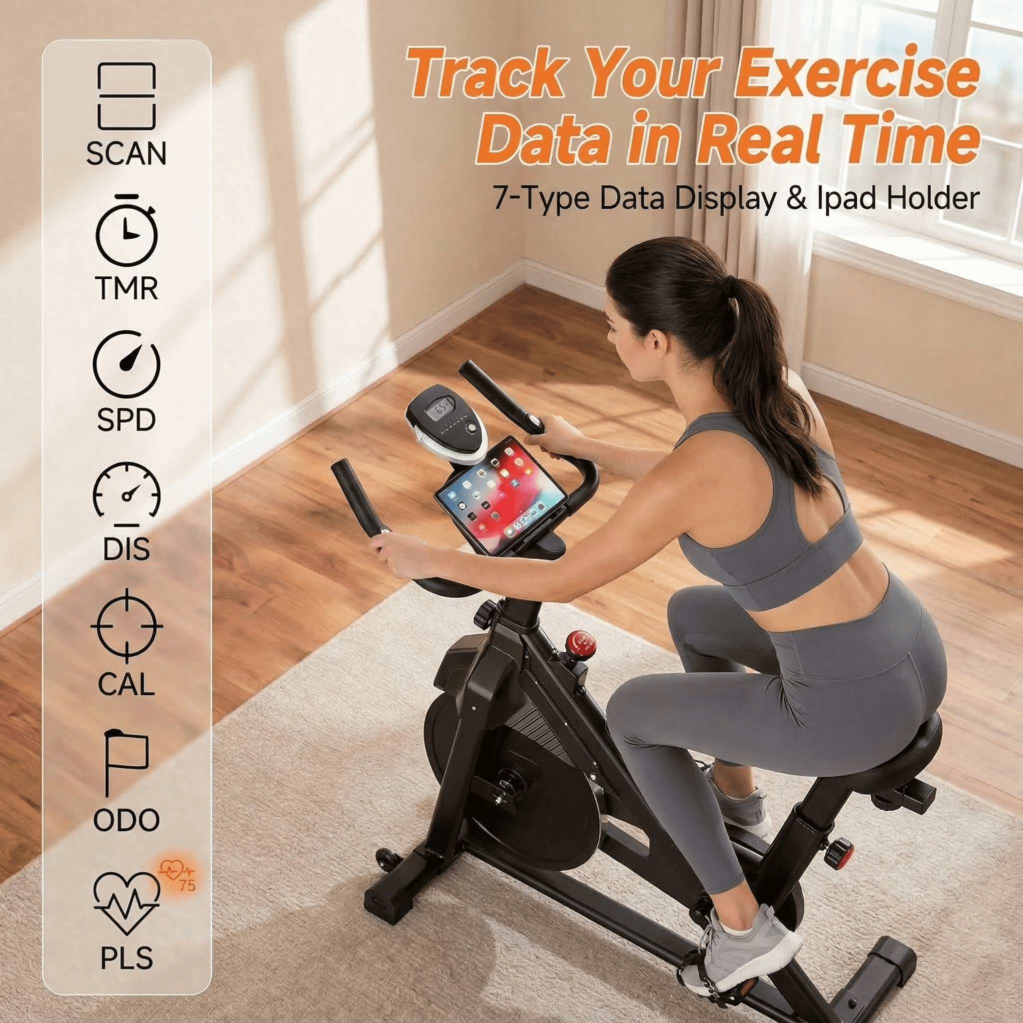 USLIM Indoor Cycling Bike for Home, Silent Belt-Drive Stationary Exercise Bike with Adjustable Seat and Handlebars, 330 lb Capacity, Black