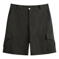 thumbnail image 5 of YOIAVAIOY Men's Shorts Cotton Linen Pleated Shorts Casual High Waisted Summer Lightweight Beach Shorts Fashion Hiking Lounge Shorts Dark Gray XL, 5 of 6