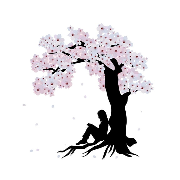 Blooming Cherry Blossom Tree Vinyl Wall Decor Sticker –Decal for home Decoration in Nursey room, Baby room, Bedroom and Living room, Wall Mural to Transform a Room with a New Look -Size 10" x 10".
