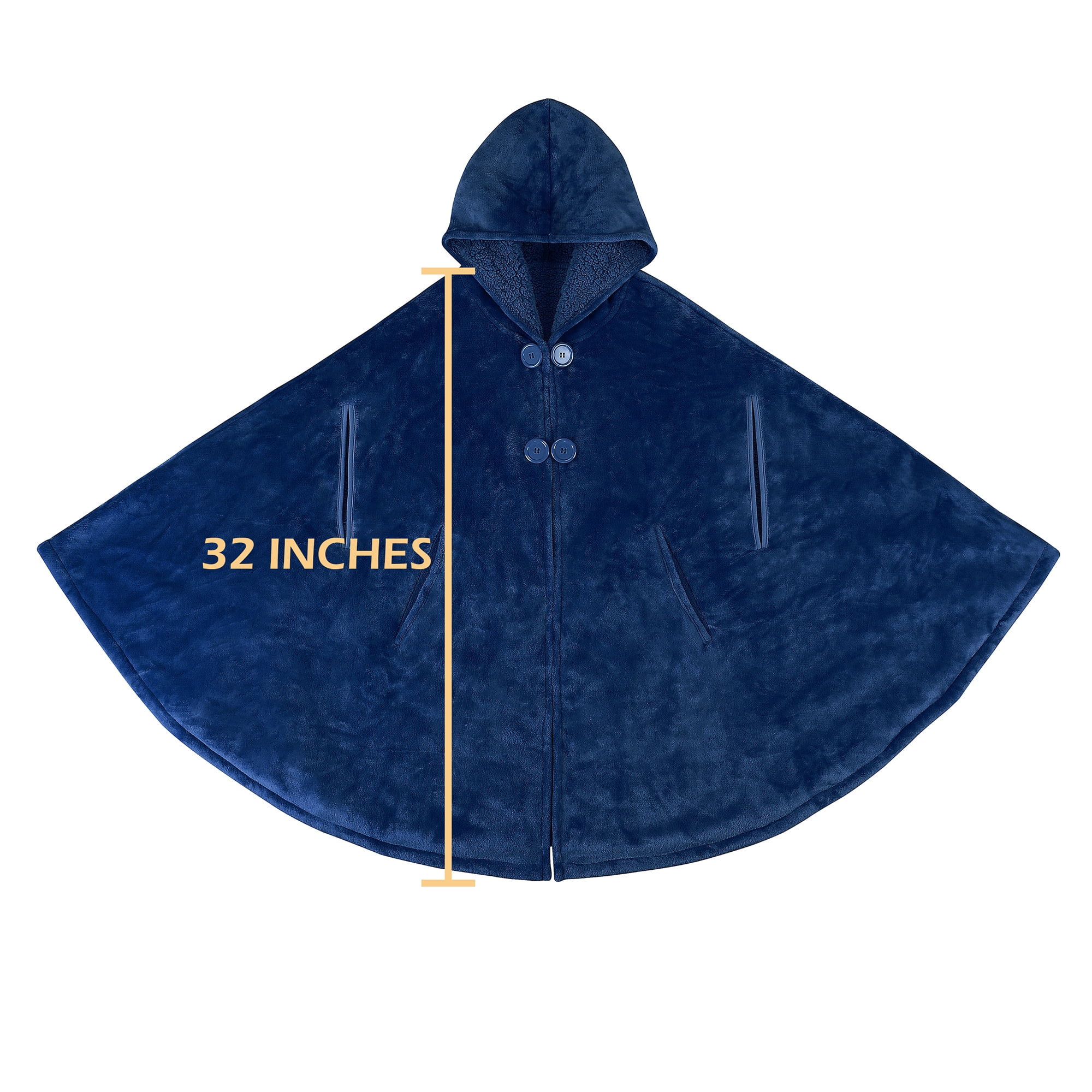 Women's Poncho Cape, Sherpa Fleece Cloak Coat, Snuggly Hooded Wearable Blanket, Gift Idea for Adults and Teen Girls