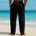 thumbnail image 4 of Mens Casual Linen Pants for Men Elastic Back Waist Lightweight Cotton Linen Trousers S, 4 of 6