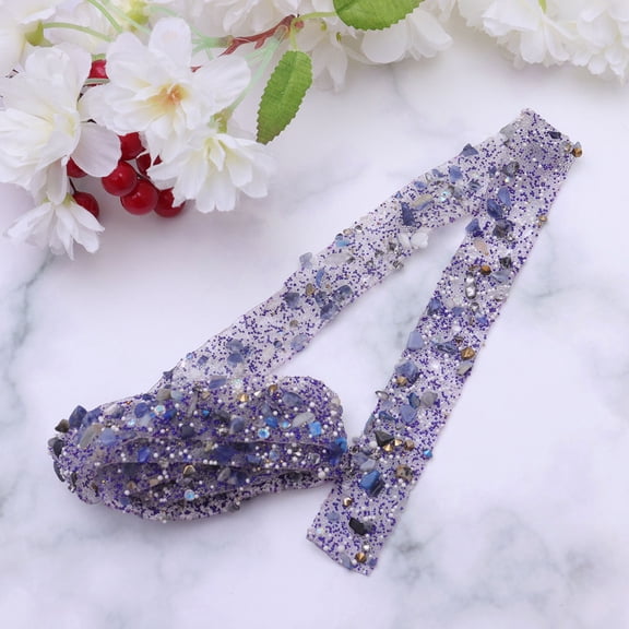 FONDOTIN Sparkly Trim Sewing Crystal Glass Drill Decorative Purple 1 Meter