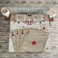 thumbnail image 3 of Ambesonne Casino Quilted Bedspread Set 3 Pcs, Lucky Gambling Cards Art, Queen Size, Vermilion Charcoal Grey, 3 of 4