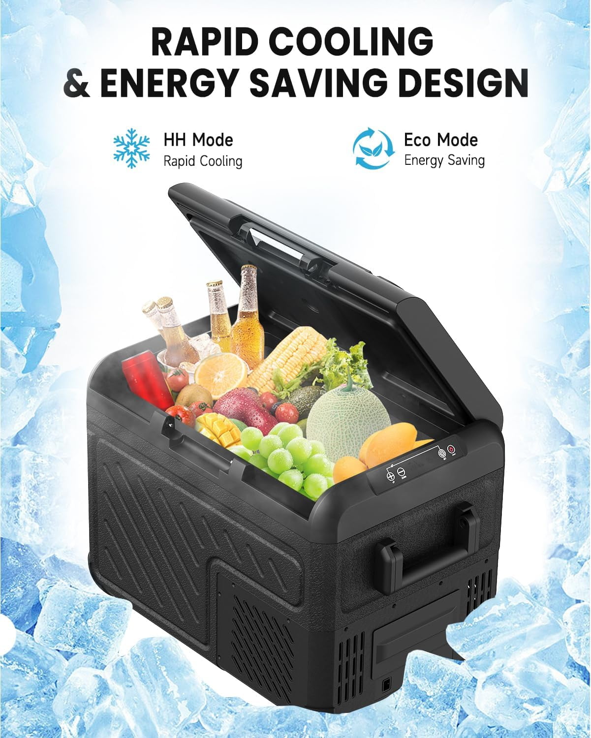 Car Refrigerator, RV Refrige with 12/24V DC & 110-240V AC, Portable Freezer Electric Compressor Cooler For Car, RV, Camping, Travel, Fishing, Outdoor or Home Use