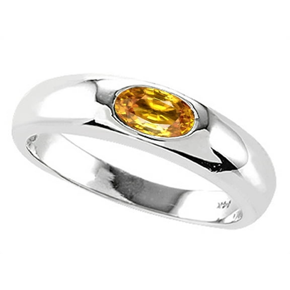 Tommaso Design� Oval 6x4mm Genuine Citrine Birthstone Wedding Band