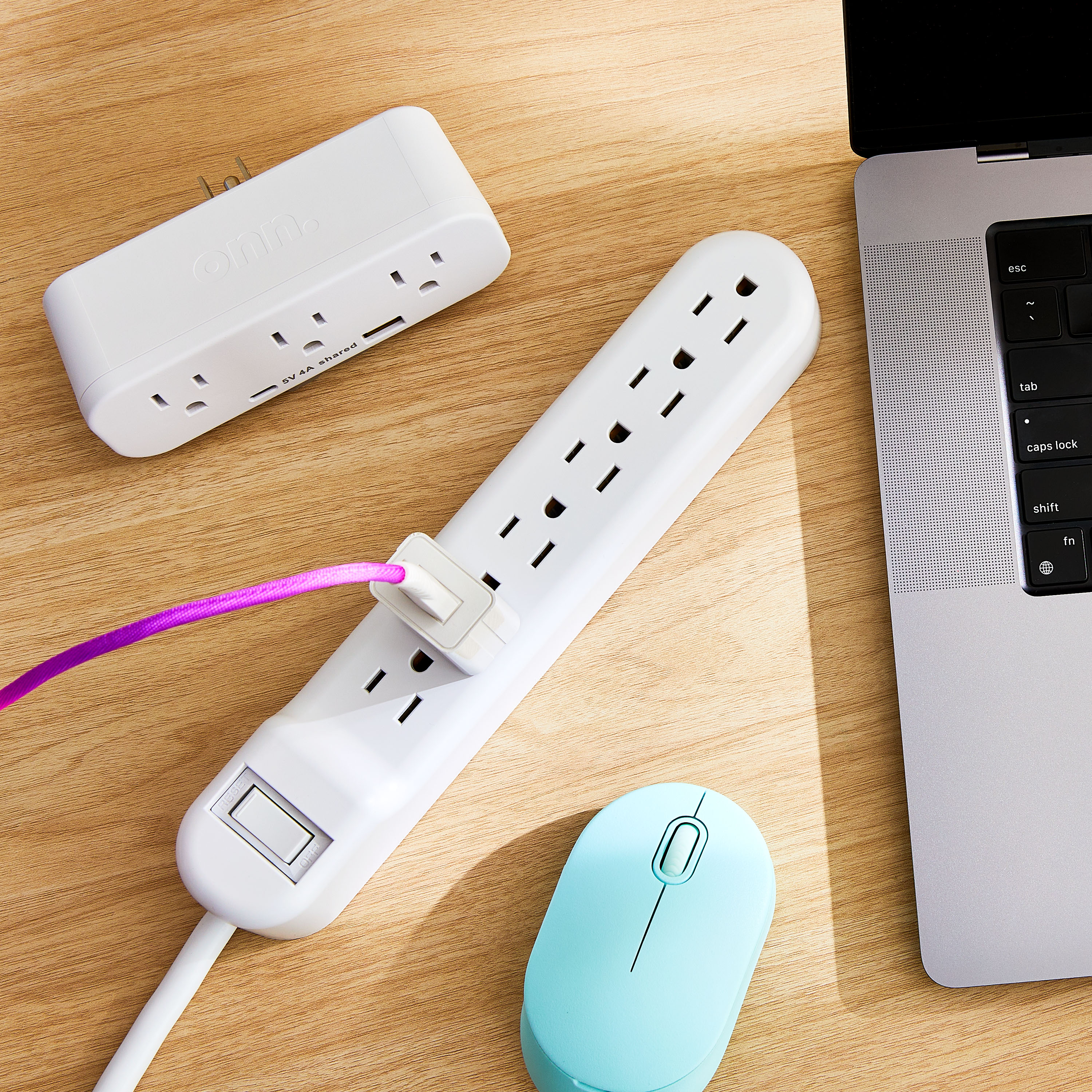 onn Surge Protection Multipack with 6-Outlet Surge Protector, 3-Outlet Wall Tap and 2-Outlet Extension Cord, White