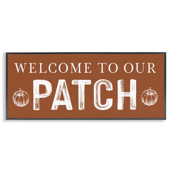 Stupell Industries Farmhouse Welcome Pumpkin Patch Black Framed Giclee Art, 30 x 13, by Lettered and Lined