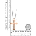 thumbnail image 3 of Gem Stone King Religious Cut-Out White Lab Grown Diamond Cross Pendant Necklace Gold IP Rose Plated Tungsten Carbide Scratch-Proof (2 inch, with 24 inch Stainless Steel Chain), 3 of 4