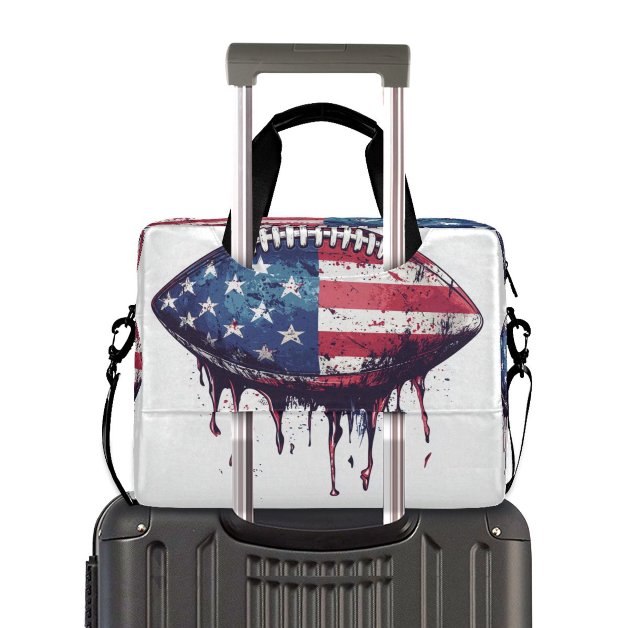 16" Laptop Tote Bag Laptop Sleeve Case Computer Briefcase for Work & Travel Football with An American Flag Design