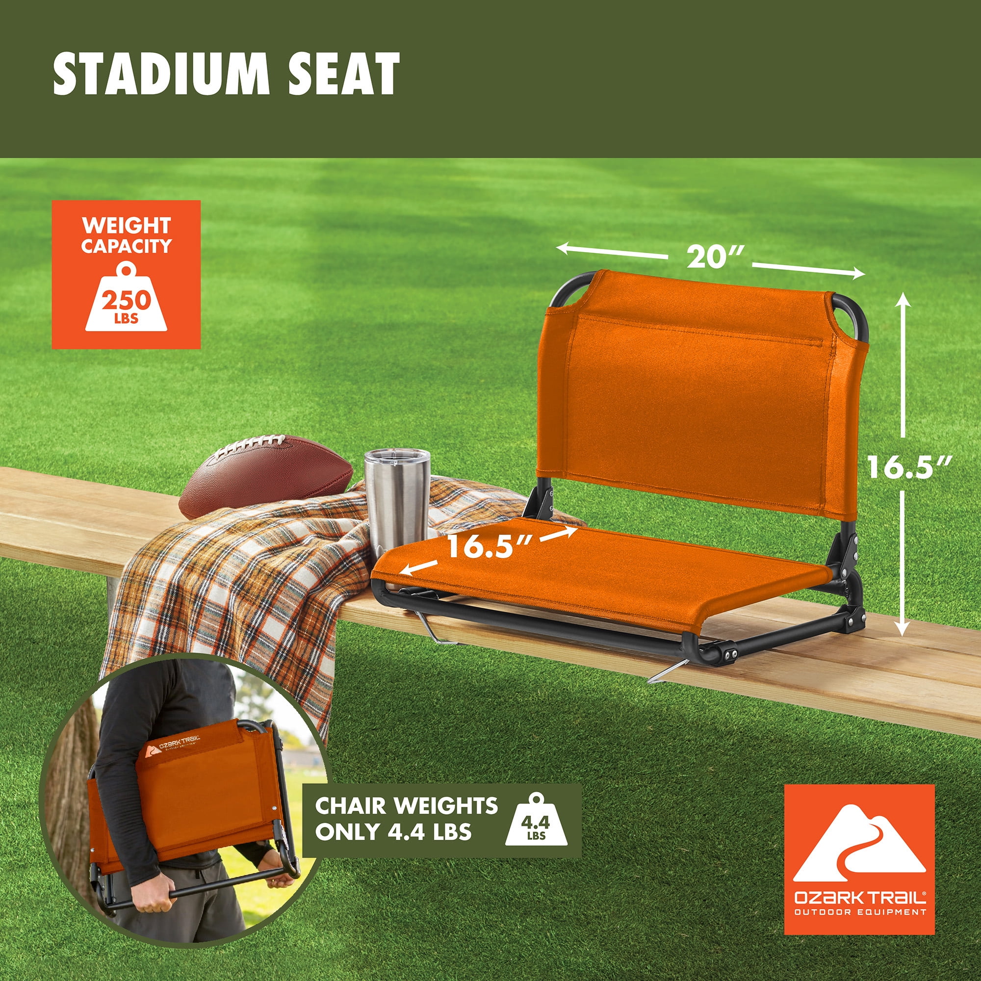 Ozark Trail Stadium Seat Burnt Orange