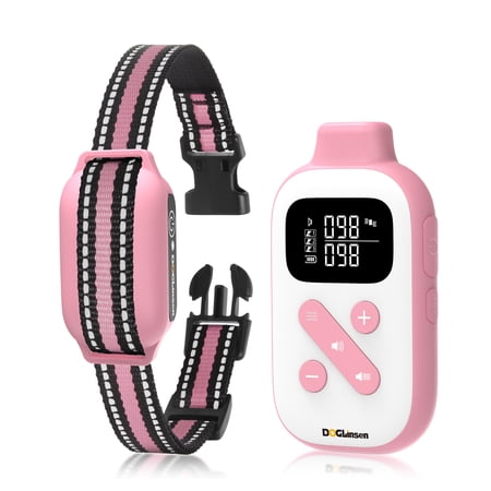 PetJoy No Shock Dog Training Collar Vibrating Dog Collar with Remote 2800Ft Dog Bark Collar No Shock-Vibration Collar for Puppy Small Medium Large Dogs - No Prongs Pink