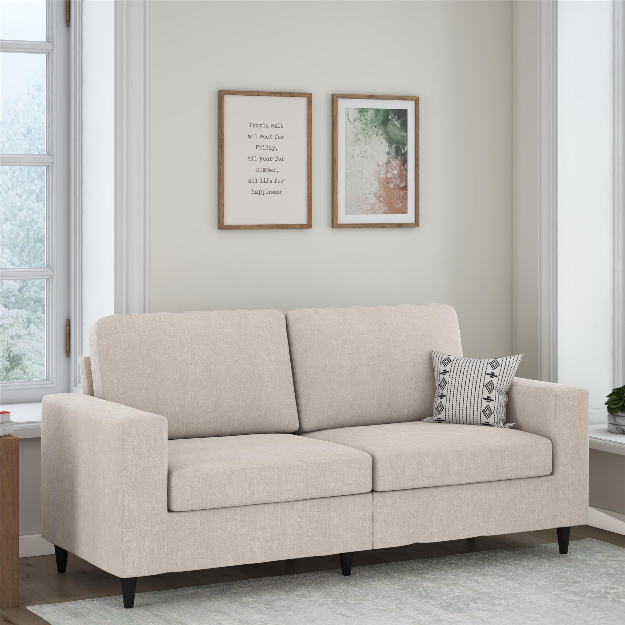 DHP Cooper 3 Seat Sofa, Living Room Furniture, Beige Linen