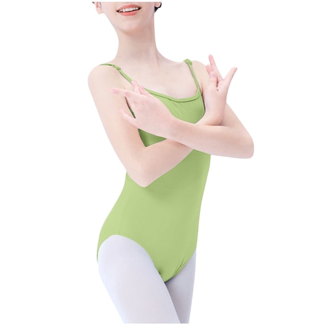 Timegard Girls Clothes Cotton Comfy Scoop Neck Athletic Spaghetti Strap Fitting Onesie Rompers Dance