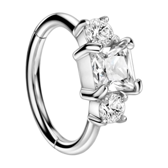 Cubic Zirconia Piercing Earring Hoop 18g for Helix Cartilage Daith Piercing Jewelry 18 Gauge 8mm Surgical Steel Piercing Earrings