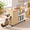 White Oak - Left, variant on Cat Scratcher Side Table For Couch 2-in-1 L-shaped Sturdy Wood Protector From Claws With Replaceable Sisal Scratch Mat Lockable W