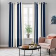 thumbnail image 5 of Navy Blue Khaki Striped Kitchen Curtains 84 Inch Length, Modern Minimalist Ombre Lines Grommet Top Bedroom Living Room Curtains, Light Filtering Cafe Curtain Drapes 2 Panels Set 84''x84'', 5 of 9