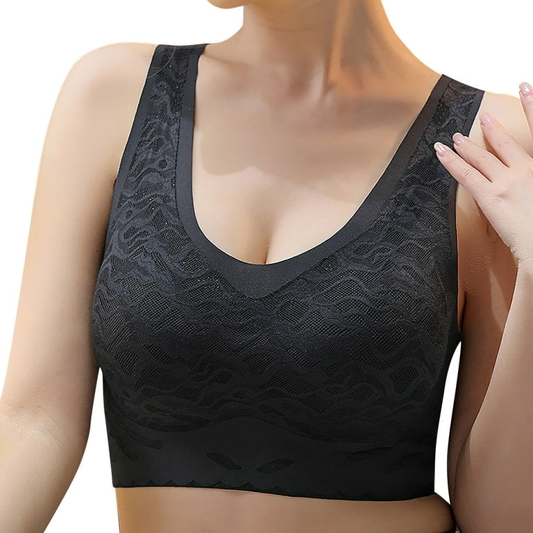 SZXZYGS Underoutfit Bras for Women Women Ultra Thin Ice Silk Bra  Comfortable Plus Size Seamless Wireless Sports Bra with Removable Pads
