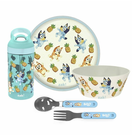 Set de Vajilla para Niños Zak Designs Bluey de Plástico y Acero Inoxidable