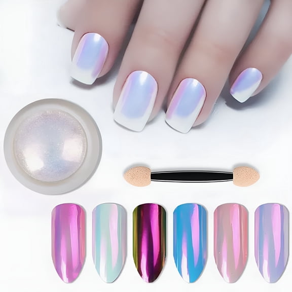 RAGUPEL Rainbow Chrome Nail Powder, Aurora Iridescent Mirror Pigment For Nail Art, Unicorn Shiny Effect Over Gel Or Regular Polish, 0.3g