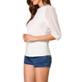 thumbnail image 4 of Allegra K Blouse Décontractée à Manches 3/4 Transparentes pour Femmes TG Beige, 4 of 7