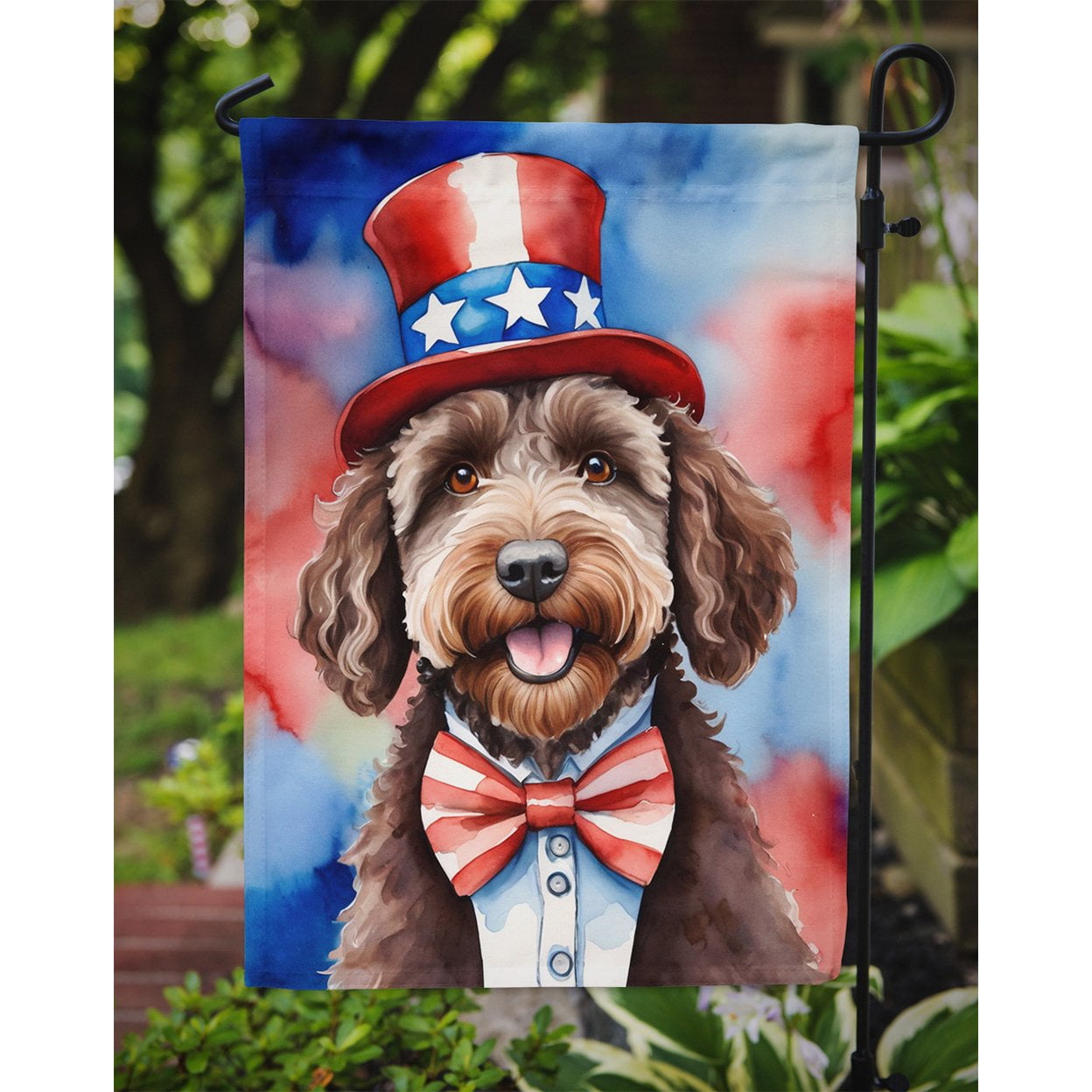 Labradoodle Patriotic Garden Flag 11.25 in x 15.5 in