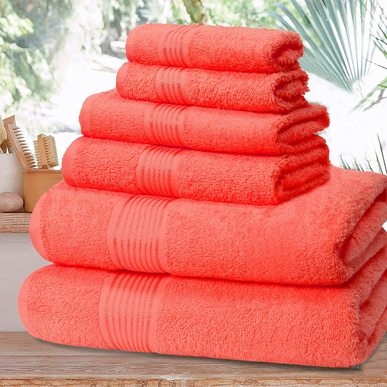 Belizzi Home Ultra Soft 6 Pack Cotton Towel Set, Contains 2 Bath Towels 28x55 inch, 2 Hand Towels 16x24 inch & 2 Wash Coths 12x12 inch, Ideal for