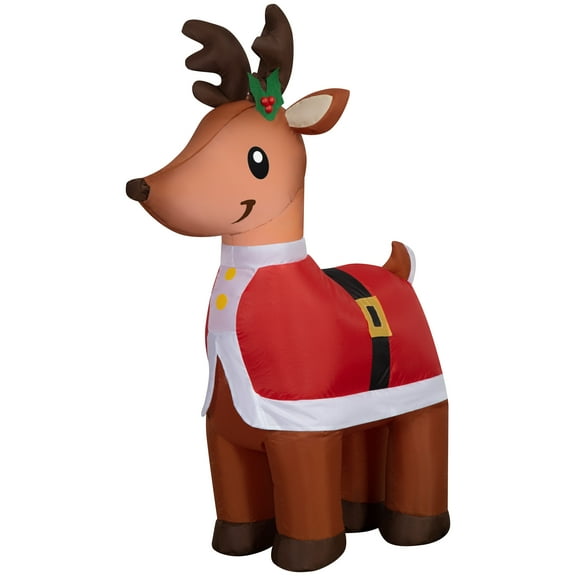 4 ft Reindeer in Santa Suit Christmas Airblown Yard Inflatable, Multicolor, by Holiday Time