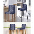 thumbnail image 5 of Japanese Bar Stool Covers Set of 6, Navy Blue Country Flowers Leaves Aesthetic Stretch Washable Bar Chair Covers with Backs, Removable Pub Counter Height Chair Cover for Kitchen Dining Room Cafe, 5 of 7