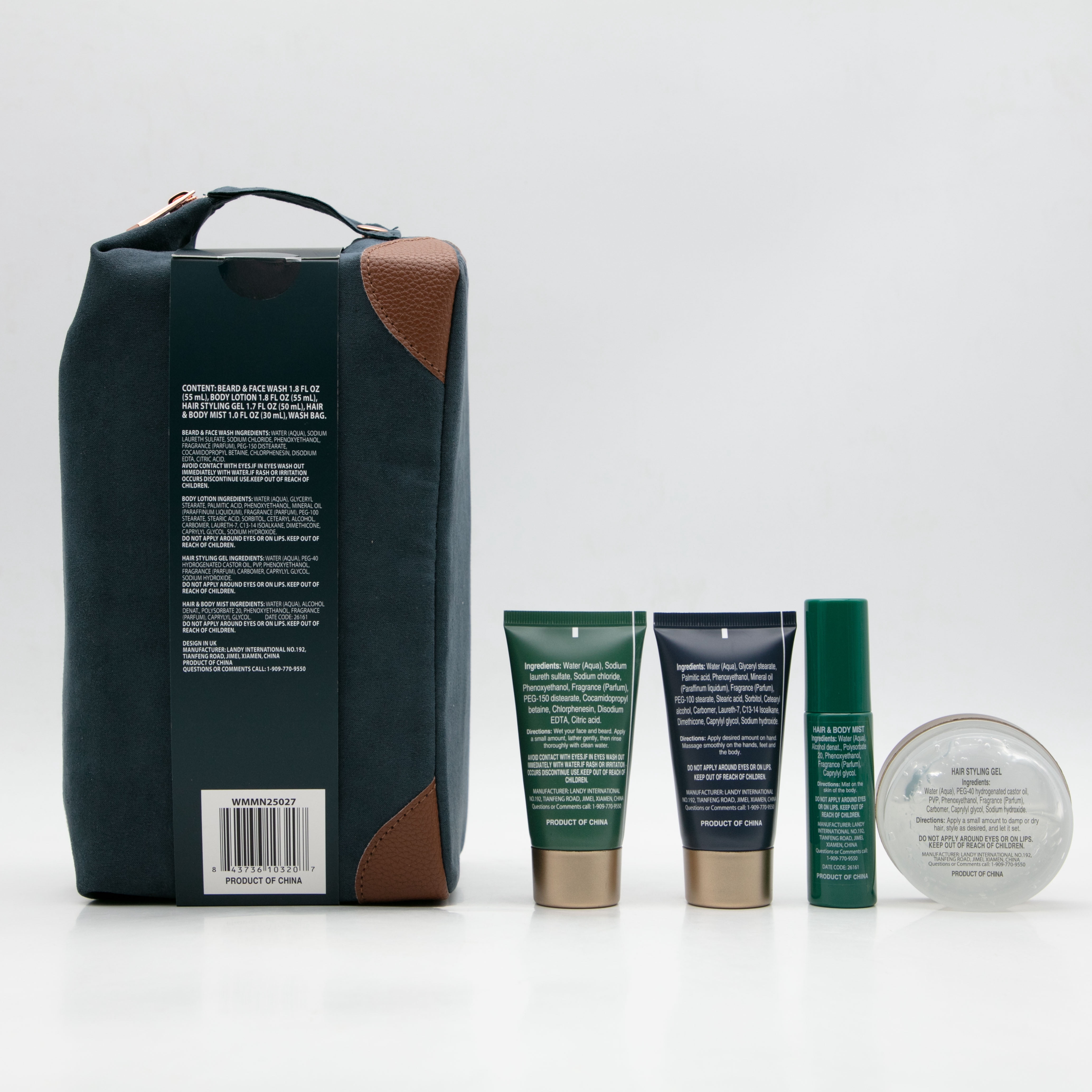 Men's Body Care Gift Set, Ambery Saffron Scent, 5 Pieces