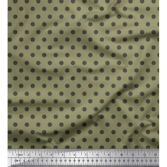 Soimoi Satin Silk Fabric Artistic Floral Shirting Print Fabric by The Yard 42 Inch Wide