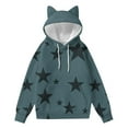 thumbnail image 2 of Guieoi Fall Coats Plus Size Women's Cat Ears Hooded Sweatshirts Winter Casual Solid Color Hoodie Long Sleeved Tops Loose Hooded Sweatshirts Blue Black*Friday/Cyber*Monday, 2 of 5