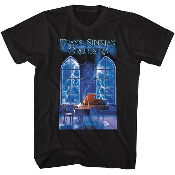 Trans Siberian Orchestra Stormy Piano Scene Black Adult T-Shirt 3Xlt