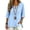 Light Blue, variant on Womens Summer Shirts Lace V Neck 3/4 Sleeve Curved Hem Cotton Linen Oversized Tshirts for Women Beige L