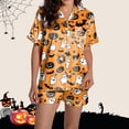 thumbnail image 6 of IMENGL Halloween Pajamas Set for Women Comfy Casual Short Sleeve Button Down Tops and Shorts Comfort Soft Loungewear Womens Pajama Sets,S-XXXL, 6 of 7