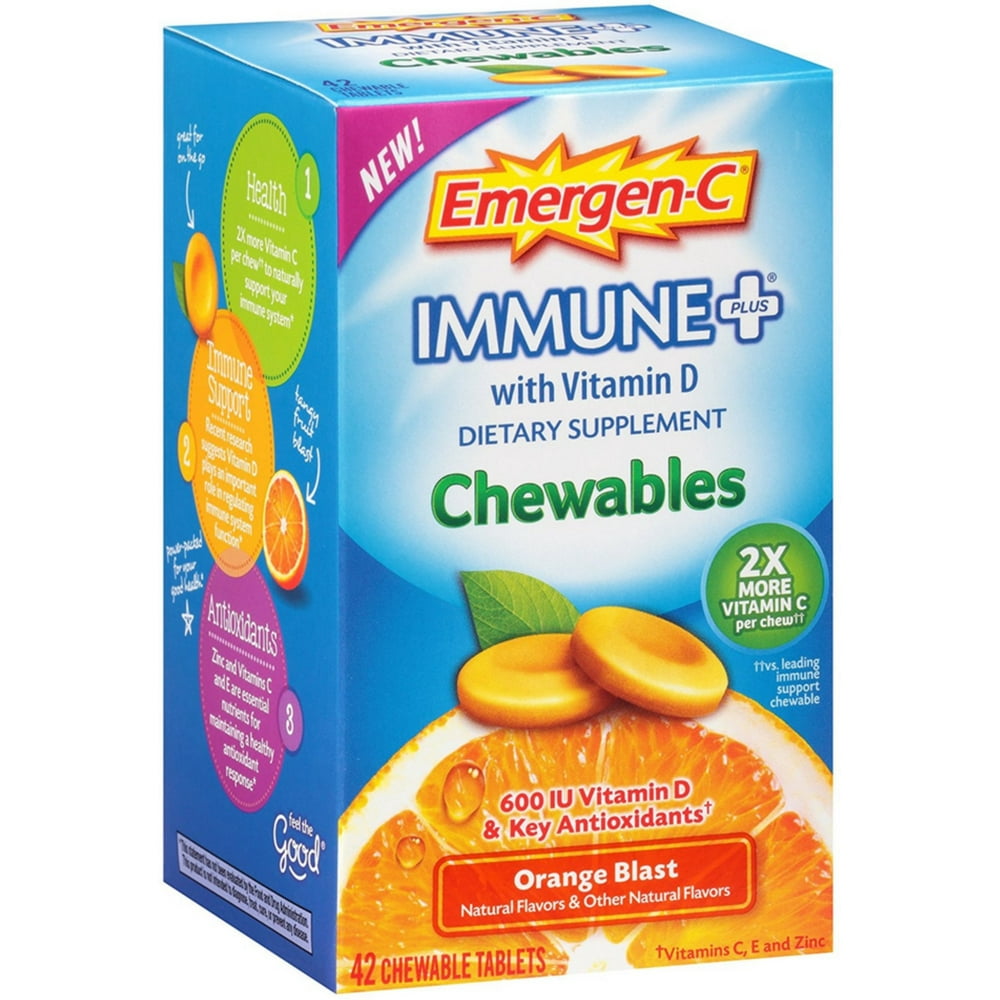 EmergenC Immune+ Chewables System Support Dietary Supplement Tablet