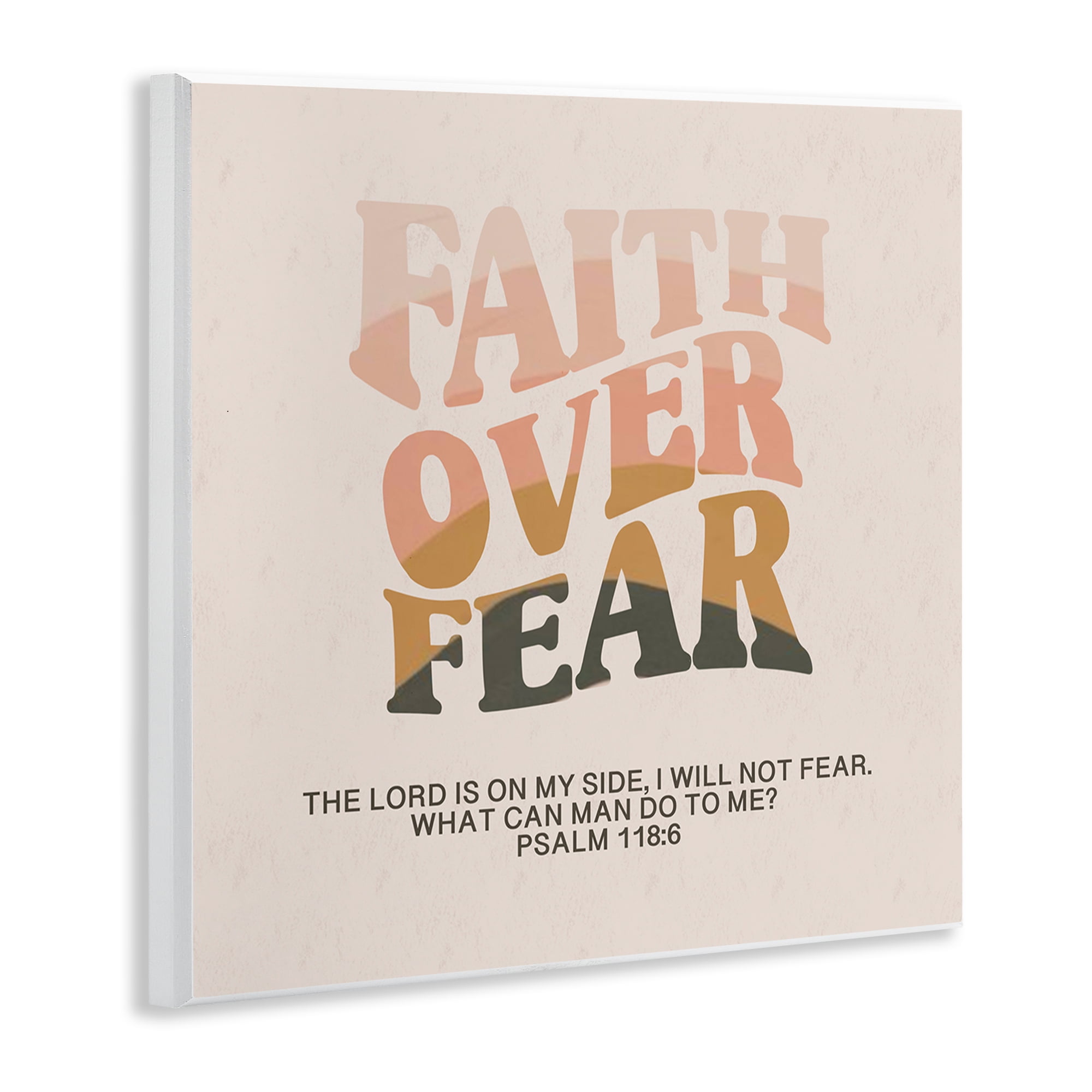 Stupell Industries Retro Faith Over Fear Religious & Spiritual Painting Unframed Art Print Wall Art, 12 x 12