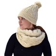 thumbnail image 2 of Peach Couture Thick Warm Crochet Beanie Hat & Plush Fur Lined Infinity Loop Scarf Set, 2 of 10
