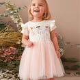 thumbnail image 3 of Usaibhir Girls Cotton Short Sleeve Casual Cartoon Printing Lovely Elegant Appliques Unicorn Princess Puffy Dresses 2-7T, 3 of 3