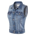 thumbnail image 4 of Made by Olivia Women's Junior Fit Sleeveless Button up Jean Denim Jacket Vest, 4 of 7